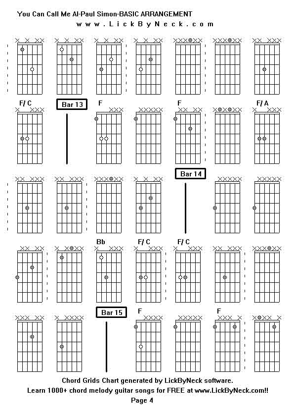 Chord Grids Chart of chord melody fingerstyle guitar song-You Can Call Me Al-Paul Simon-BASIC ARRANGEMENT,generated by LickByNeck software.